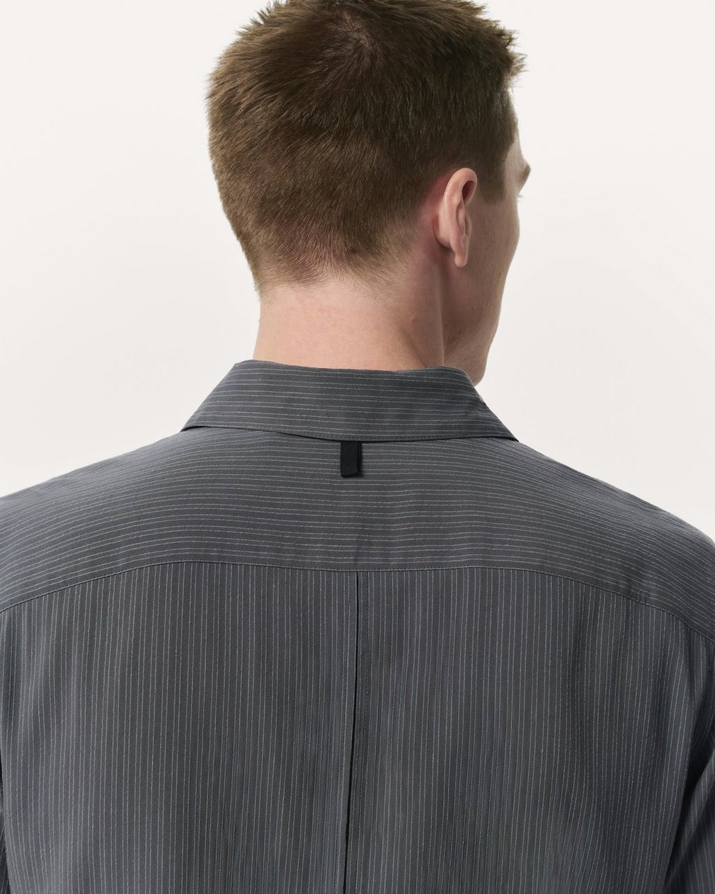 Relaxed Fit Dalton Dobby Striped Shirt Dark Grey - Image 6