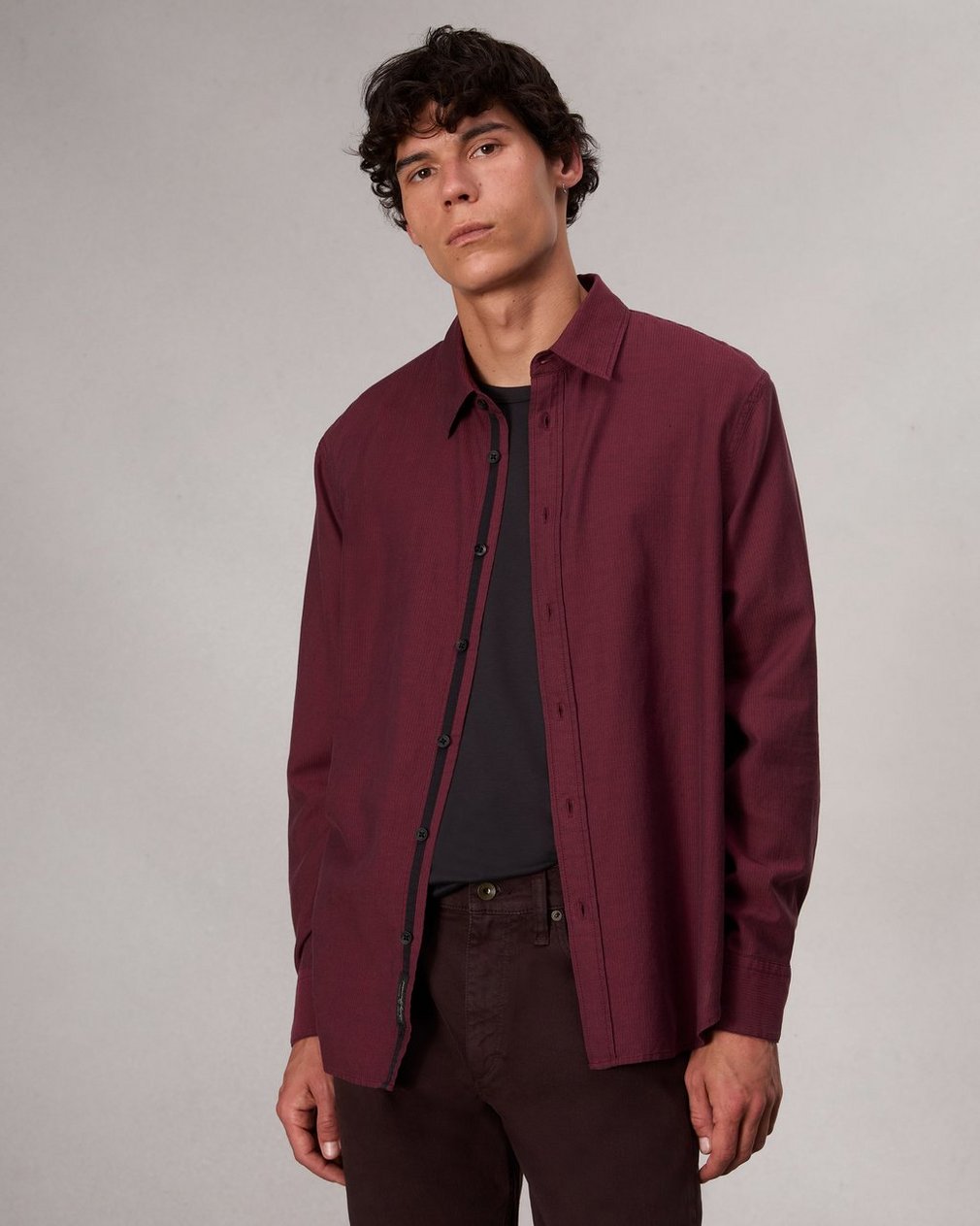 Finch Textured Striped Shirt Red Stripe