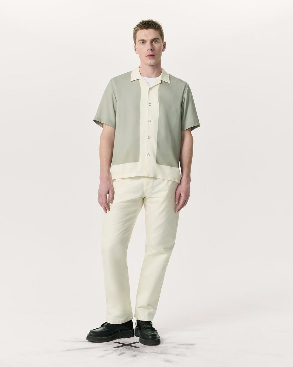 Avery Relaxed Fit Painterly Print Woven Shirt Tan Anthony Print - Image 4