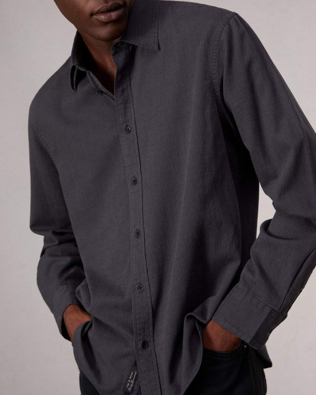 Finch Textured Striped Shirt Black Stripe - Image 6