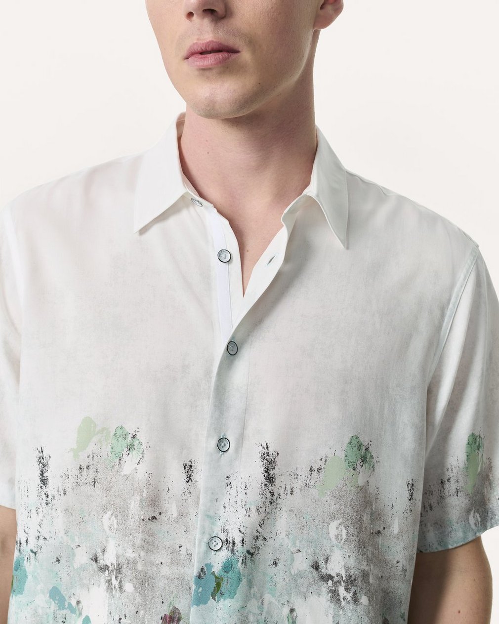 Relaxed Fit Dalton Paint Splatter Shirt White Paint - Image 3