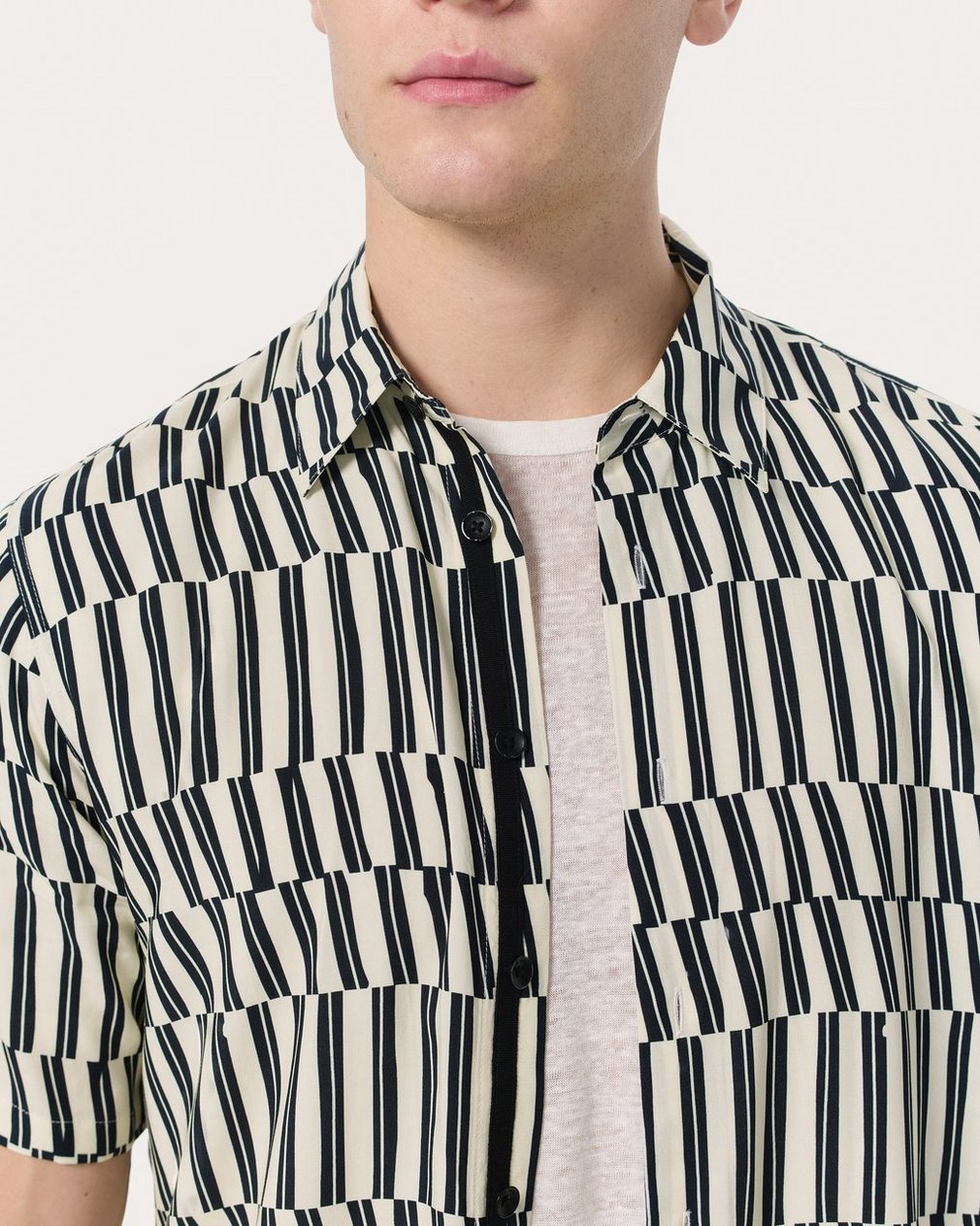 Dalton Printed Shirt Blue & White Joff Print - Image 4