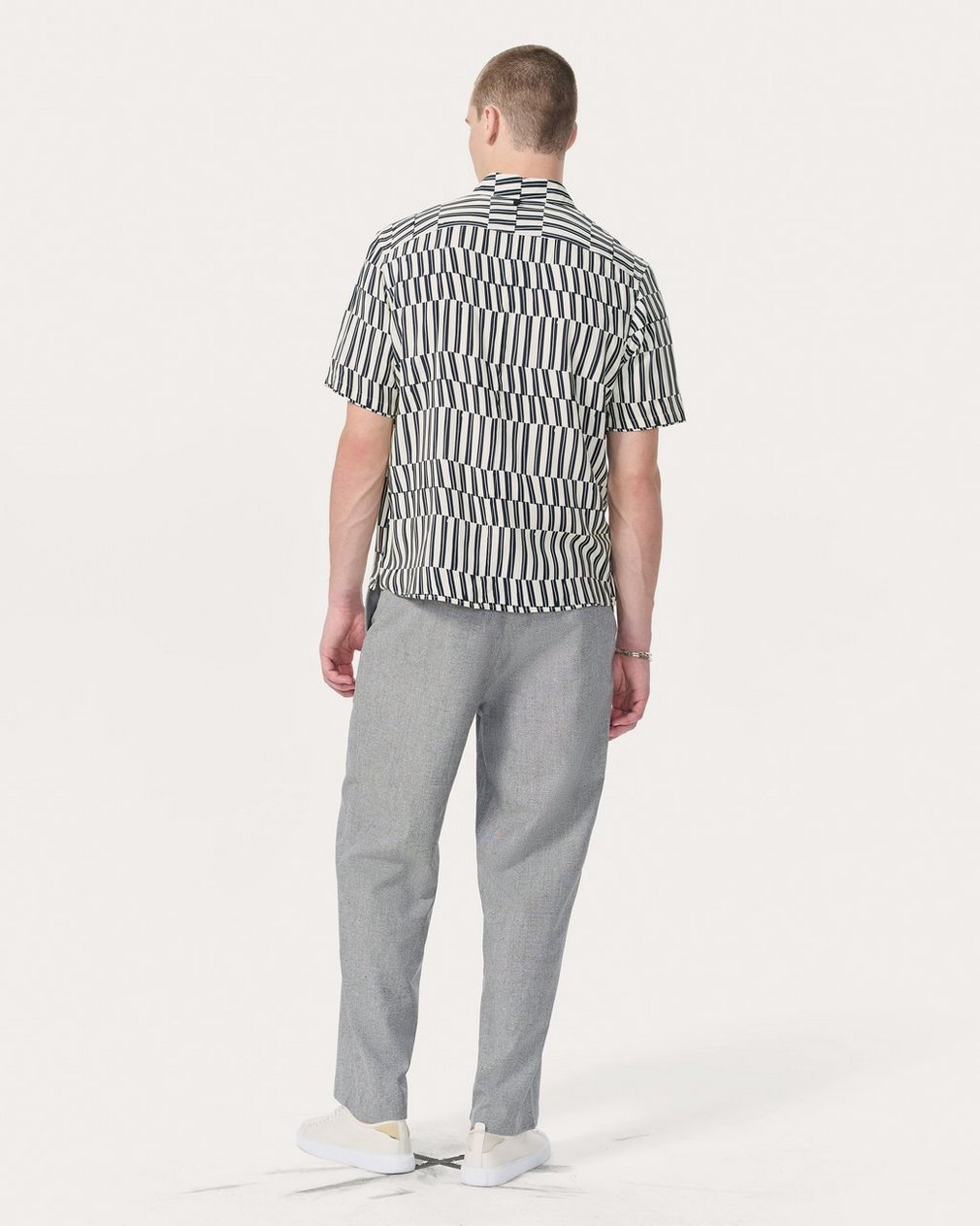 Dalton Printed Shirt Blue & White Joff Print - Image 6