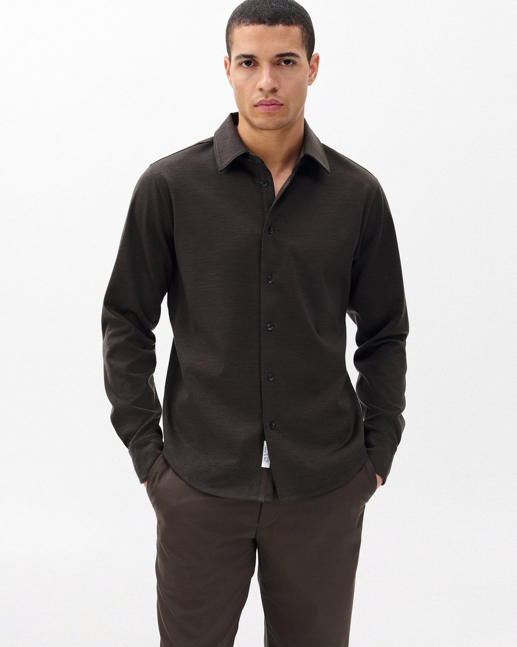 Tomlin Merino Wool Knit Shirt Stonewall - Image 4