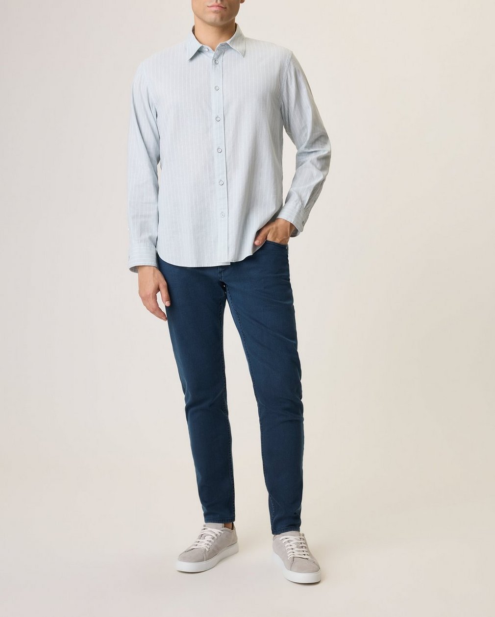Griffin Hemp-Cotton Shirt Highrise Storm Stripe