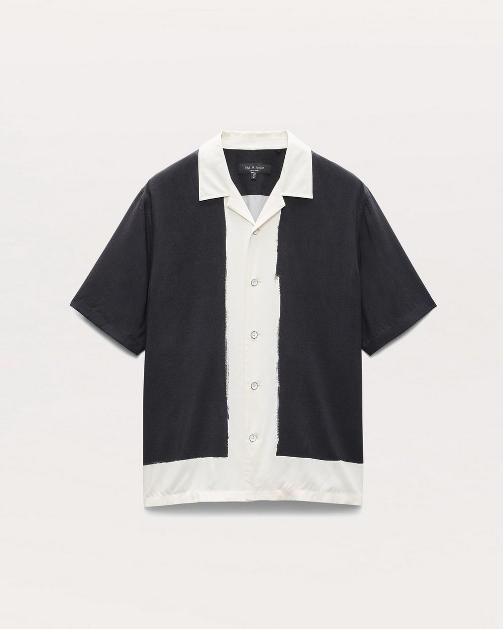 Avery Relaxed Fit Painterly Print Woven Shirt Navy Anthony Print - Image 2