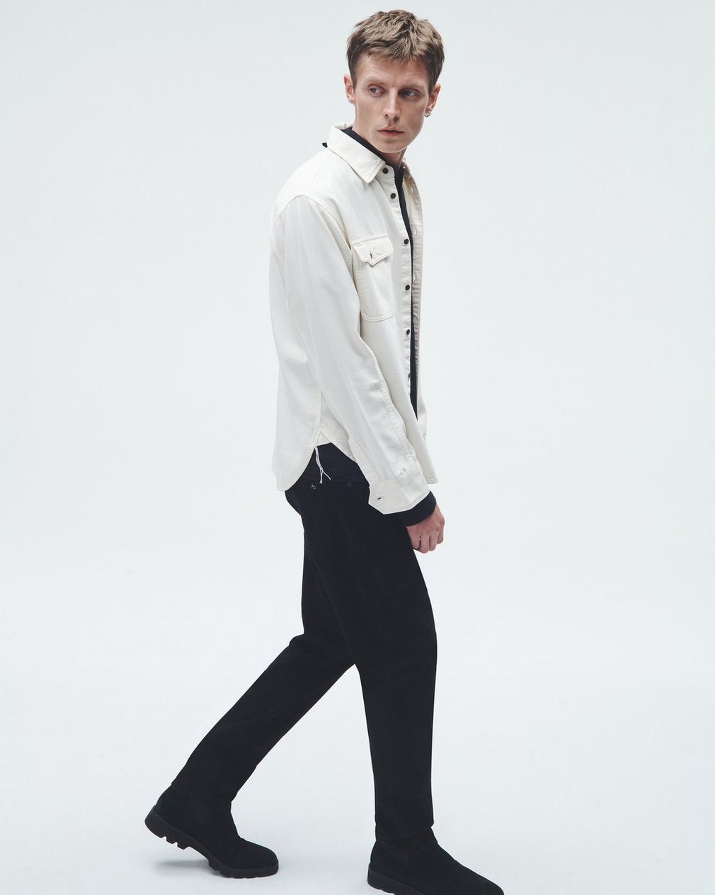 Featherweight Denim Shirt Ecru - Image 3