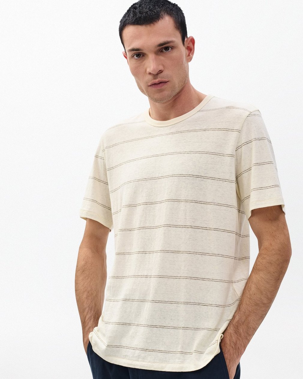 Classic Striped T Shirt White - Image 2