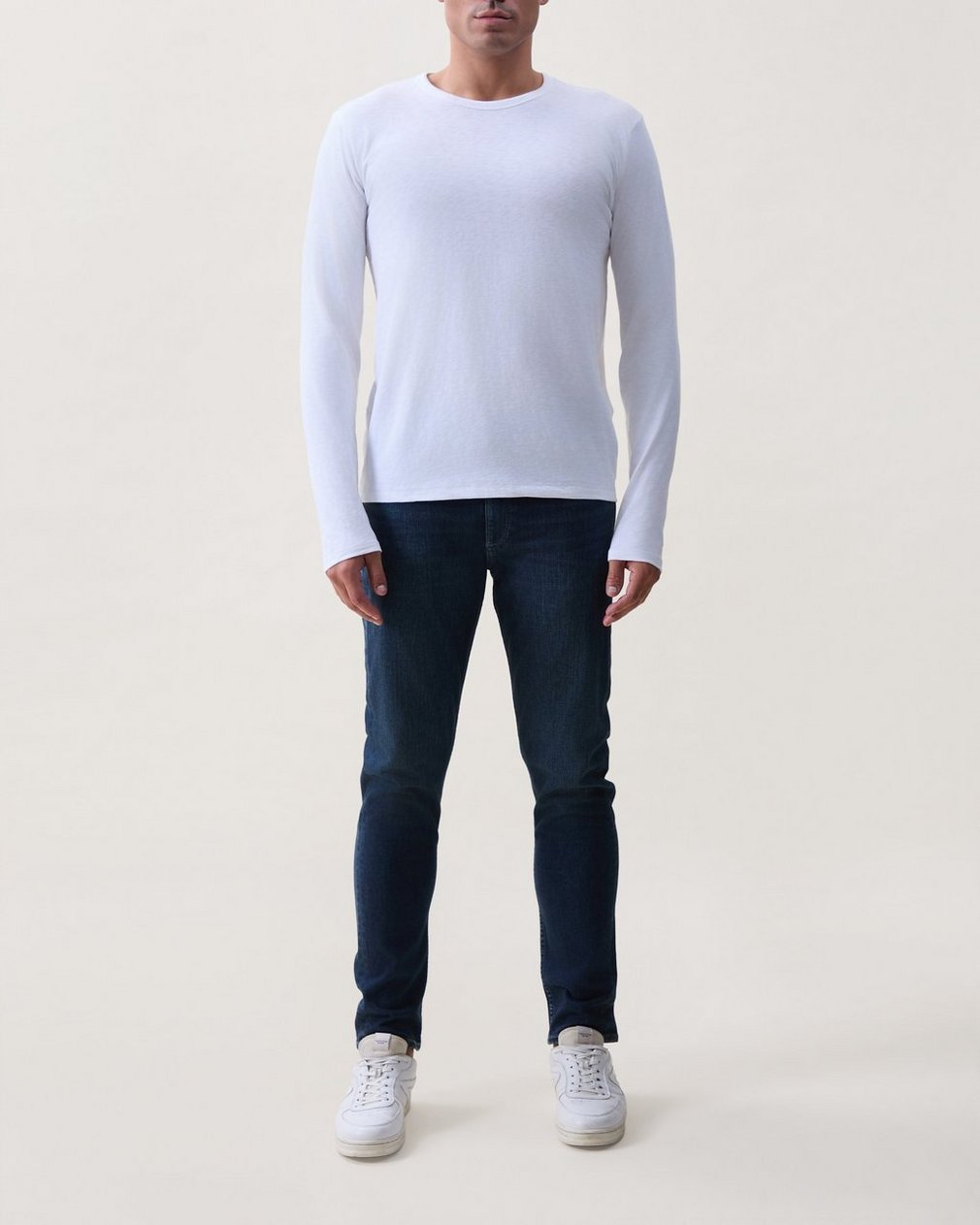 Classic Slub Cotton Long-Sleeve T Shirt White