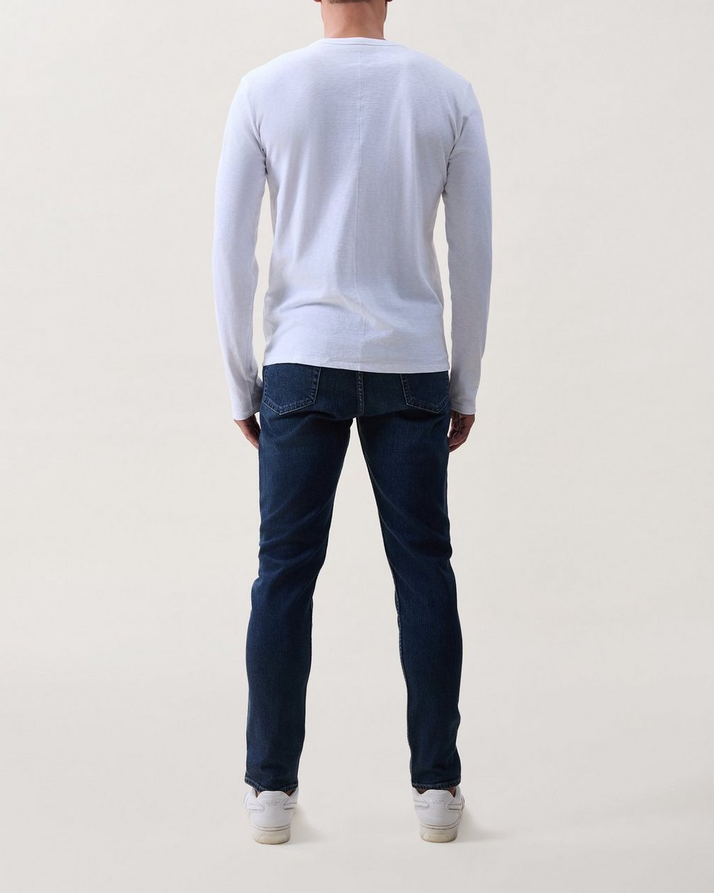 Classic Slub Cotton Long-Sleeve T Shirt White - Image 2