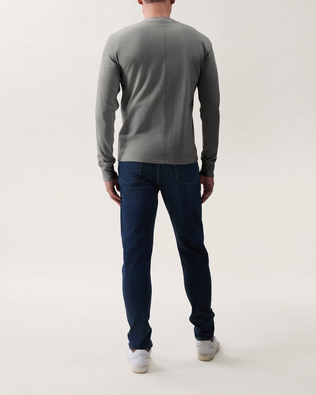 Classic Slub Cotton Long-Sleeve Henley Natural Grey - Image 2