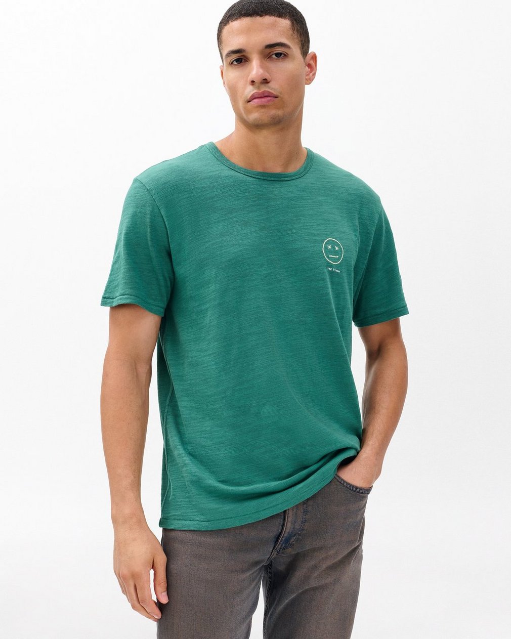 Sour Face Embroidered T Shirt Pine Forest - Image 2