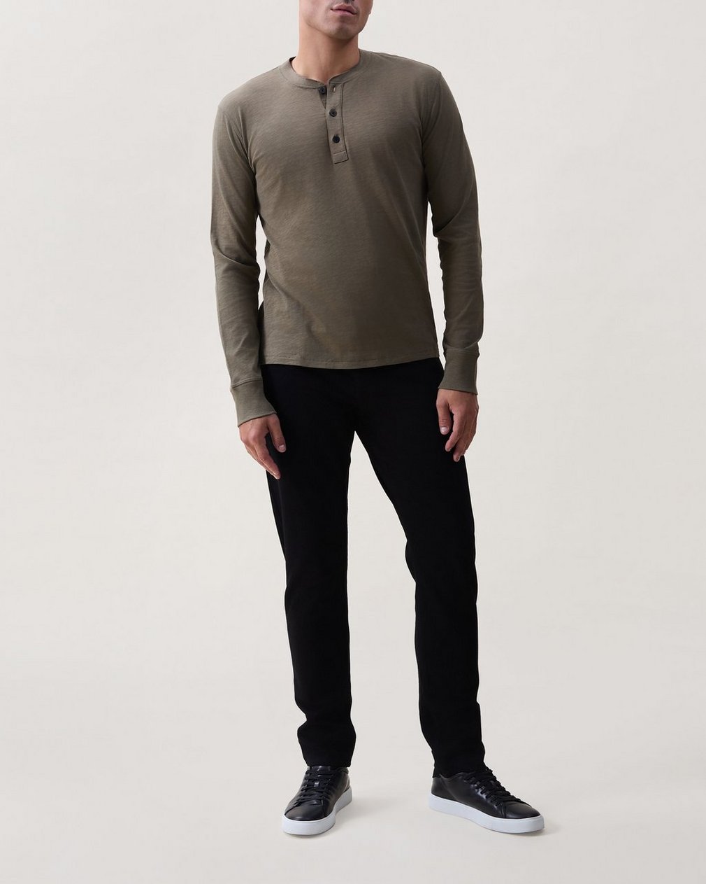 Classic Slub Cotton Long-Sleeve Henley Gravel
