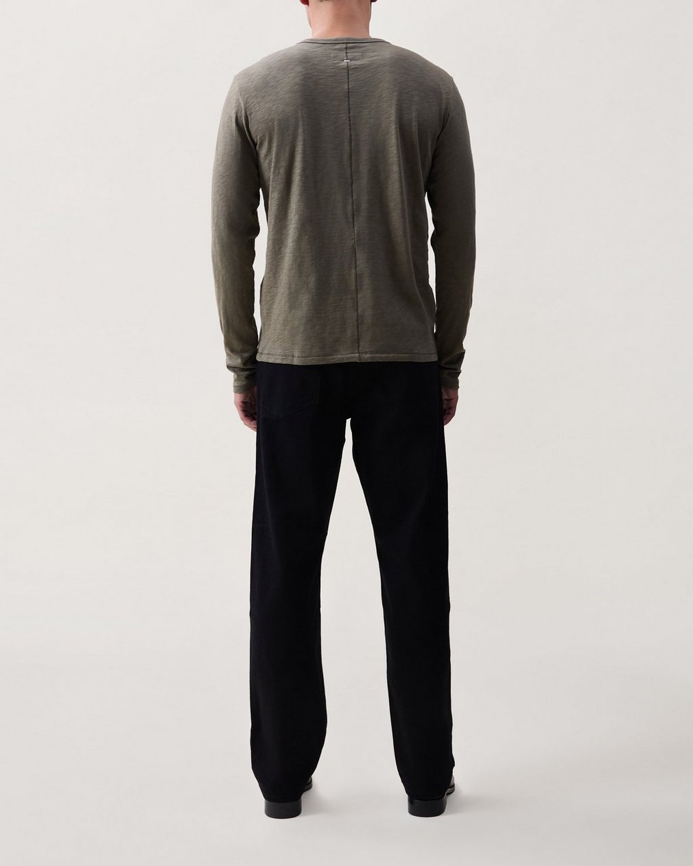 Classic Slub Cotton Long-Sleeve T Shirt Olive - Image 2