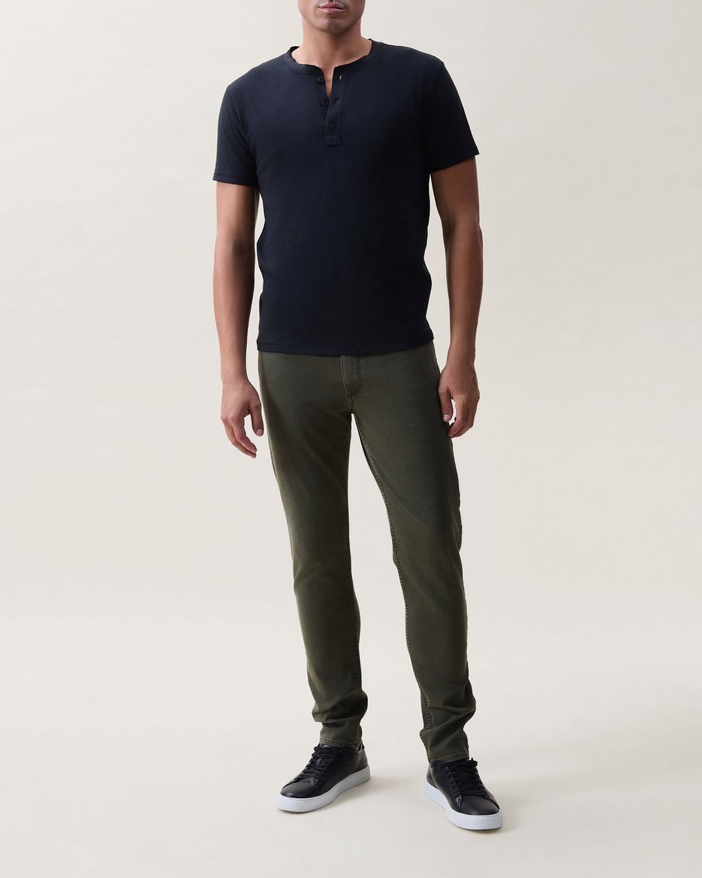 Classic Slub Cotton Henley Black