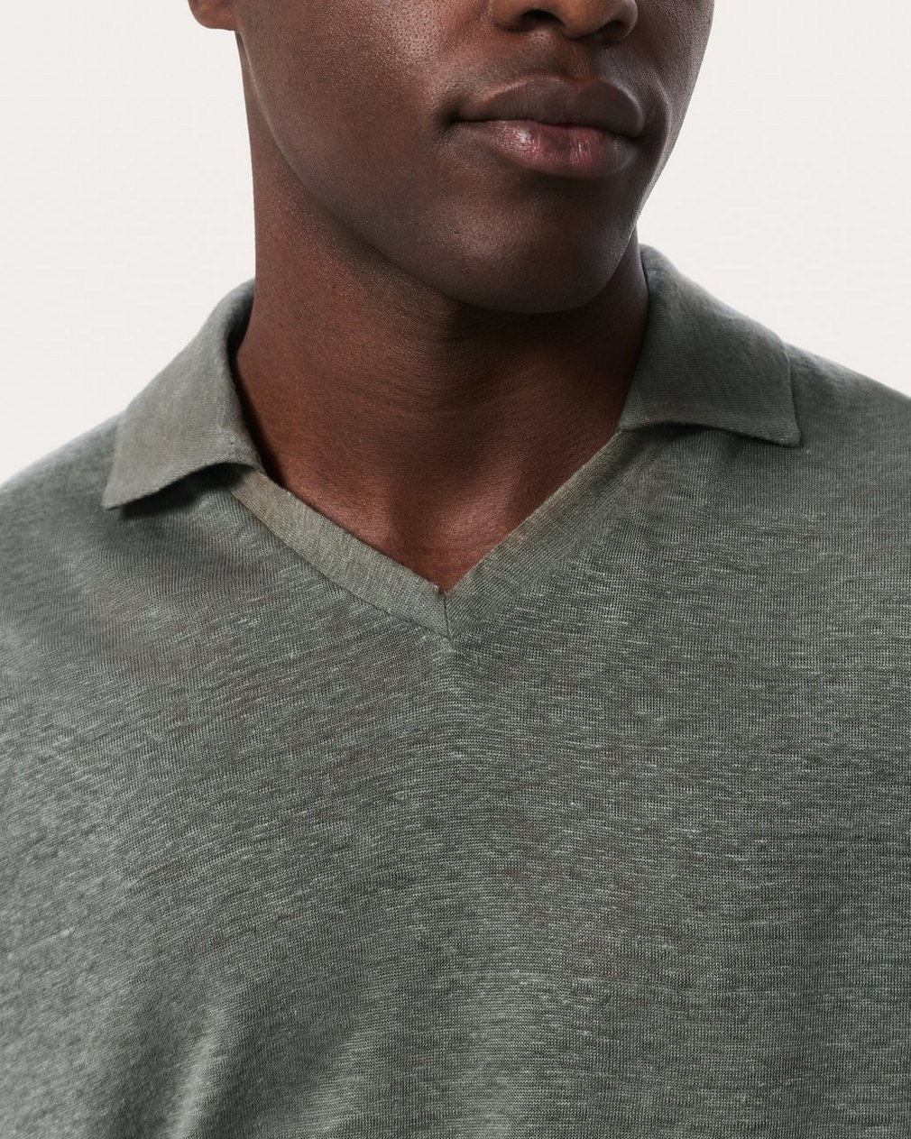Linen Johnny Collar Polo Pavement - Image 4