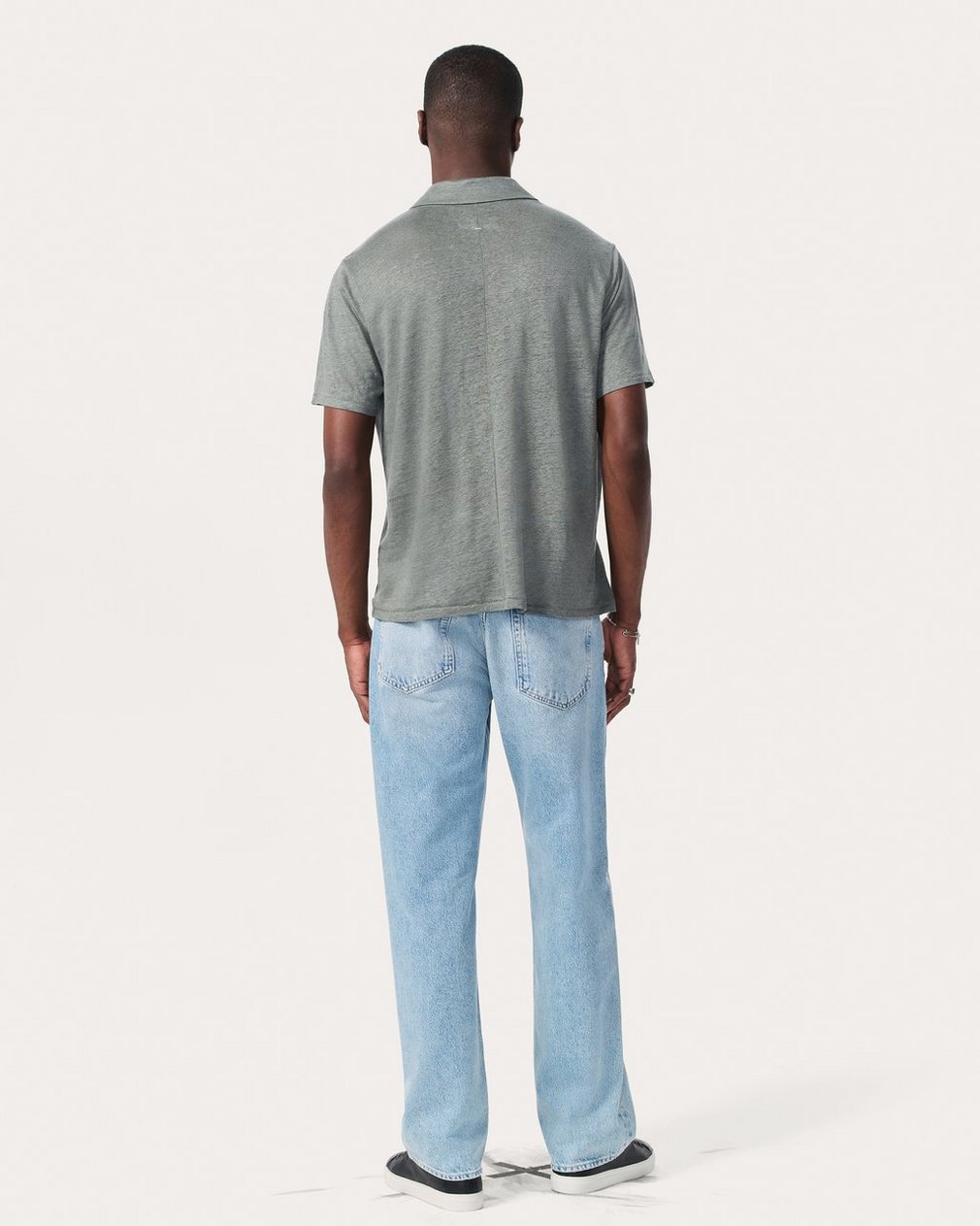 Linen Johnny Collar Polo Pavement - Image 6