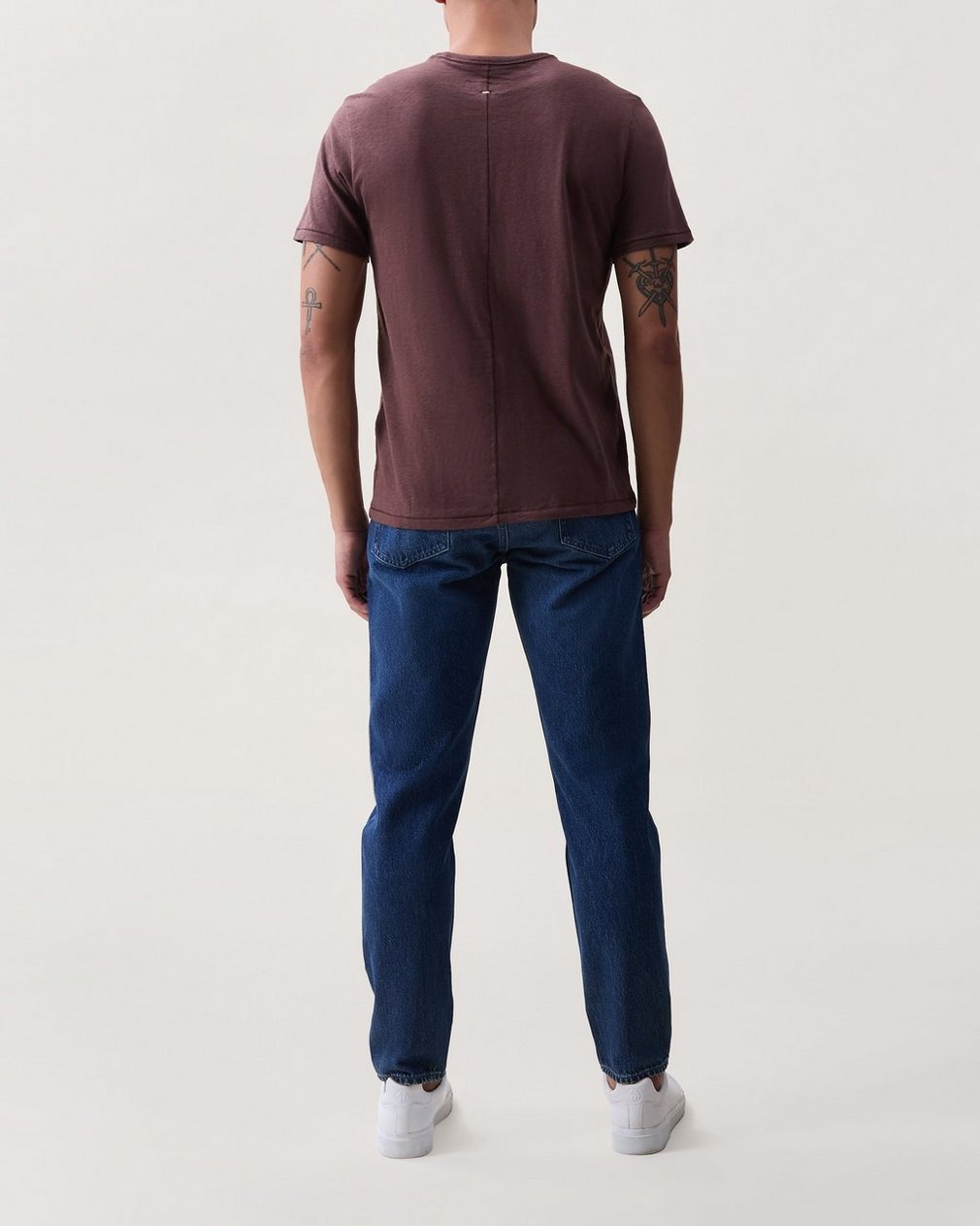 Classic Slub Cotton T Shirt Dark Berry - Image 2