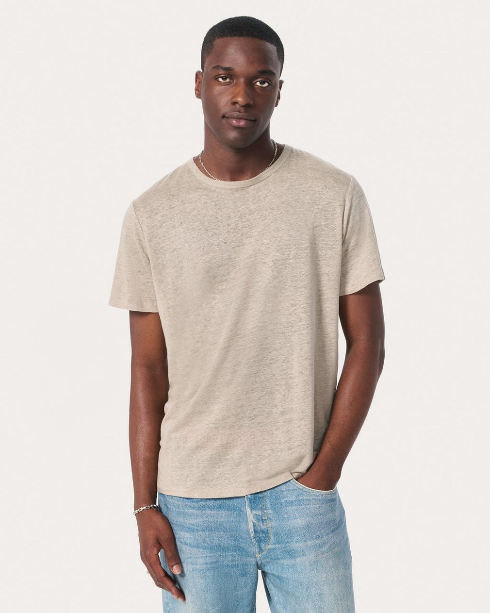 Classic Linen T Shirt Aged Taupe - Image 2