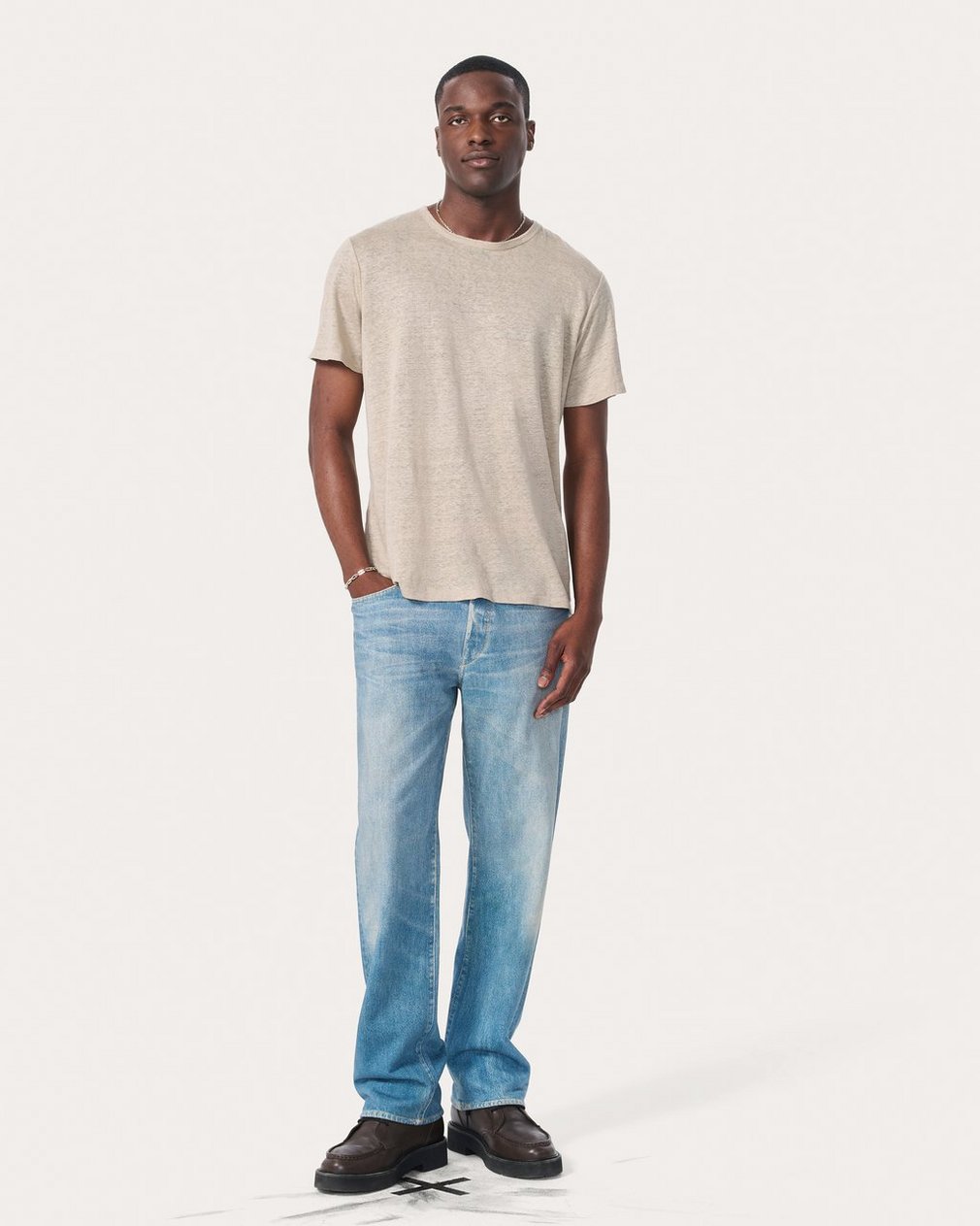 Classic Linen T Shirt Aged Taupe - Image 3