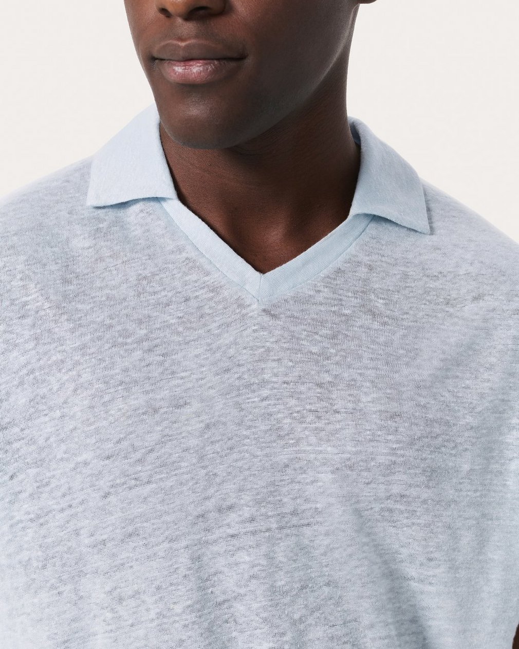 Linen Johnny Collar Polo Arctic - Image 4