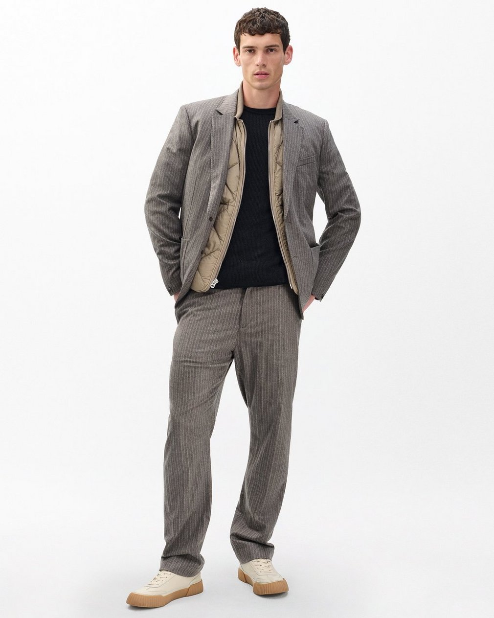 Butler Italian Flannel Blazer Mink Stripe - Image 2