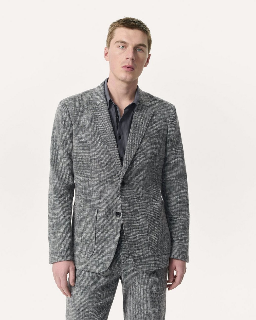 Butler Italian Tweed Patch Pocket Blazer Navy Multi