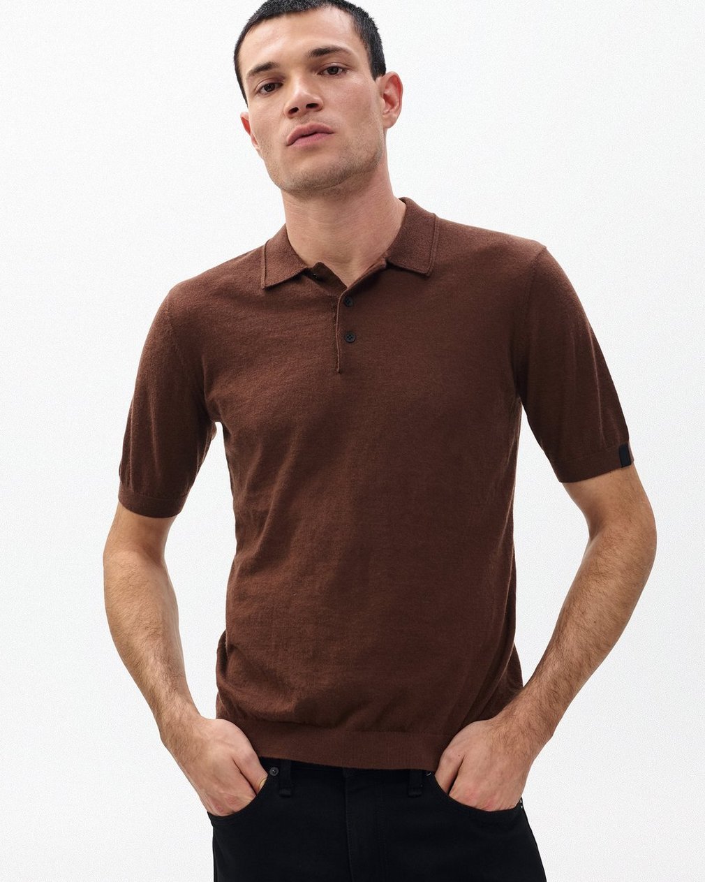 Downing Lightweight Cashmere Polo Brown