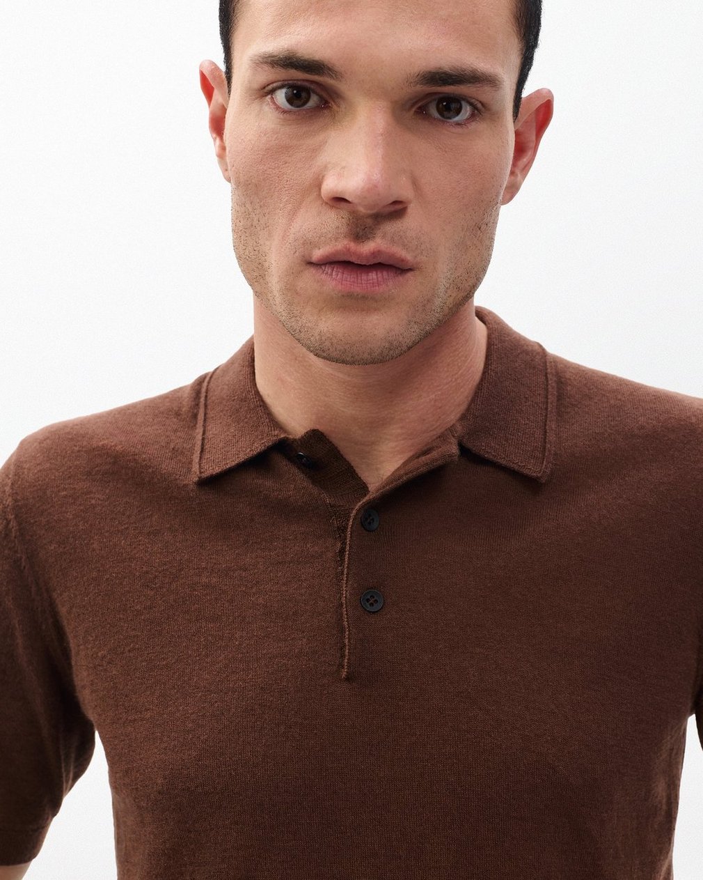 Downing Lightweight Cashmere Polo Brown - Image 5