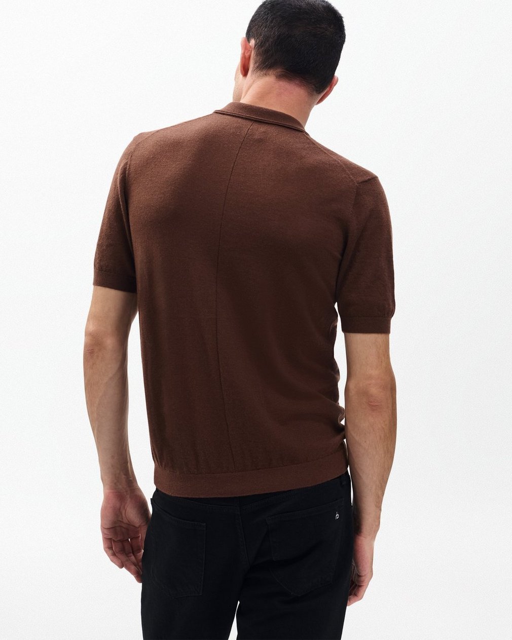 Downing Lightweight Cashmere Polo Brown - Image 6