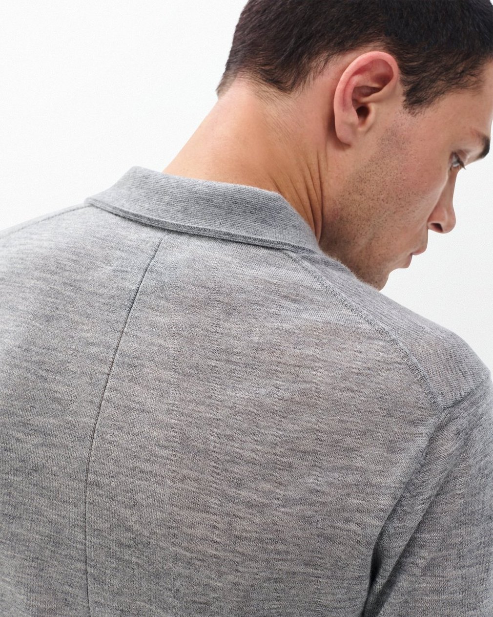 Downing Lightweight Cashmere Polo Heather Grey - Image 5