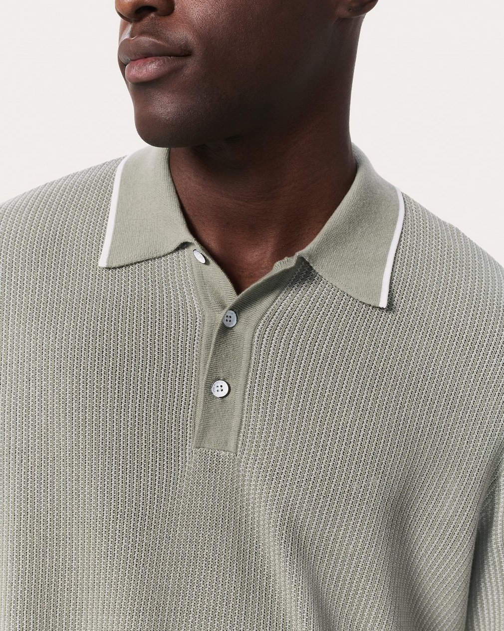 Harvey Knit Polo Shirt Leaf Grey - Image 4
