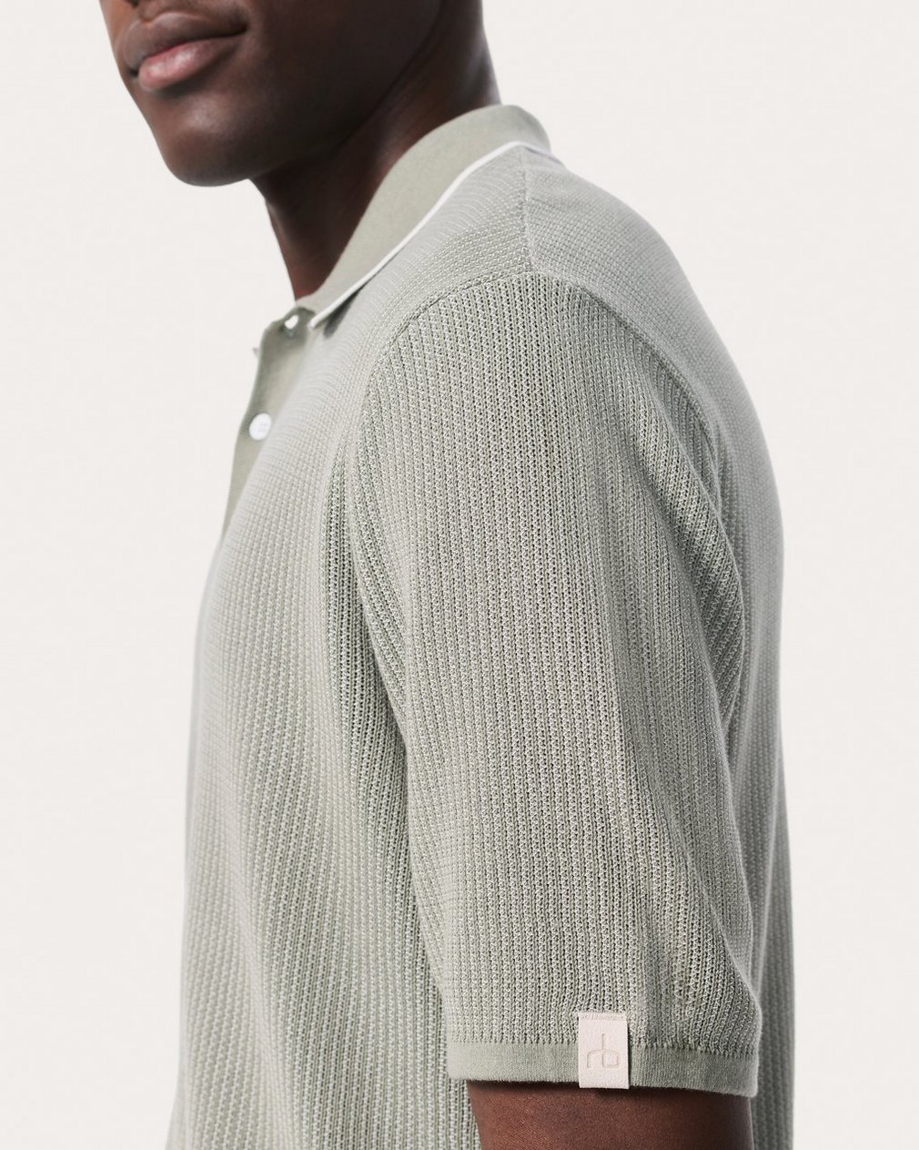 Harvey Knit Polo Shirt Leaf Grey - Image 5
