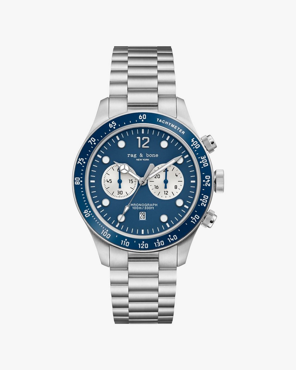 Reid Chronograph Bracelet Watch, 42mm Silver Blue