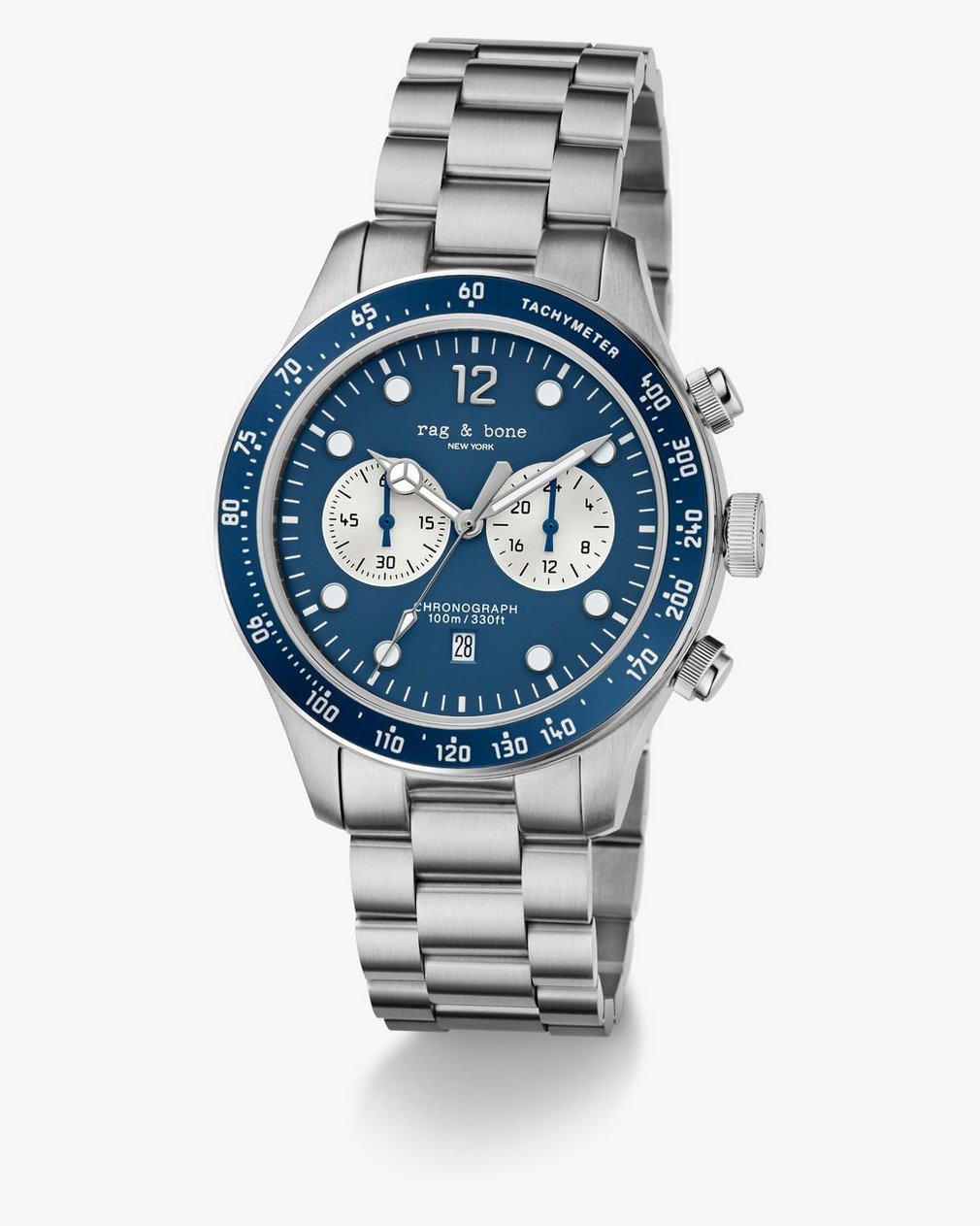 Reid Chronograph Bracelet Watch, 42mm Silver Blue - Image 3