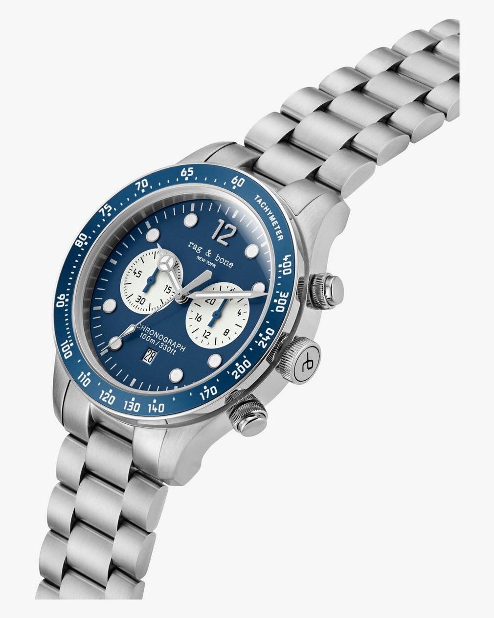 Reid Chronograph Bracelet Watch, 42mm Silver Blue - Image 4
