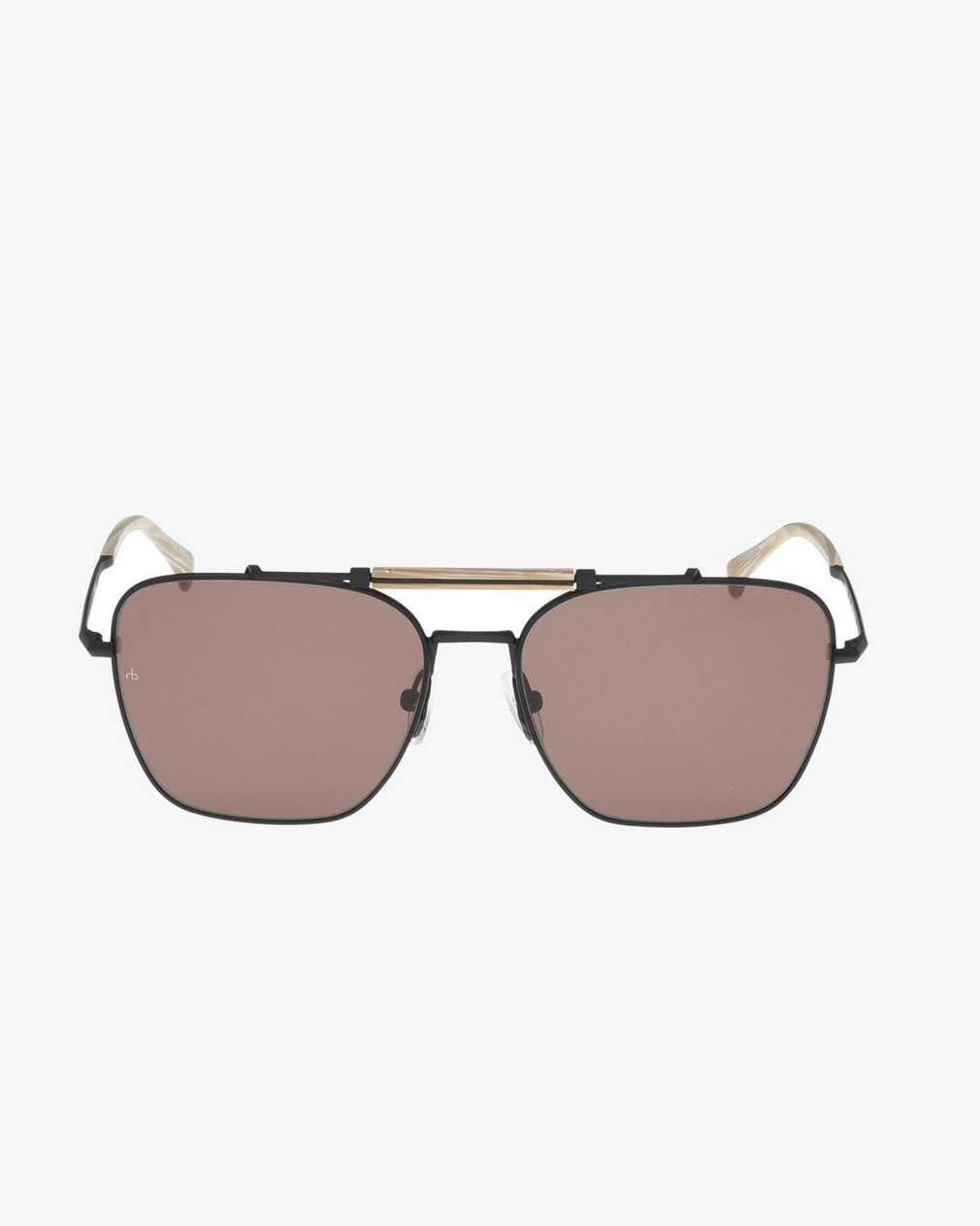 Ryan Square Aviator Sunglasses Black Brown